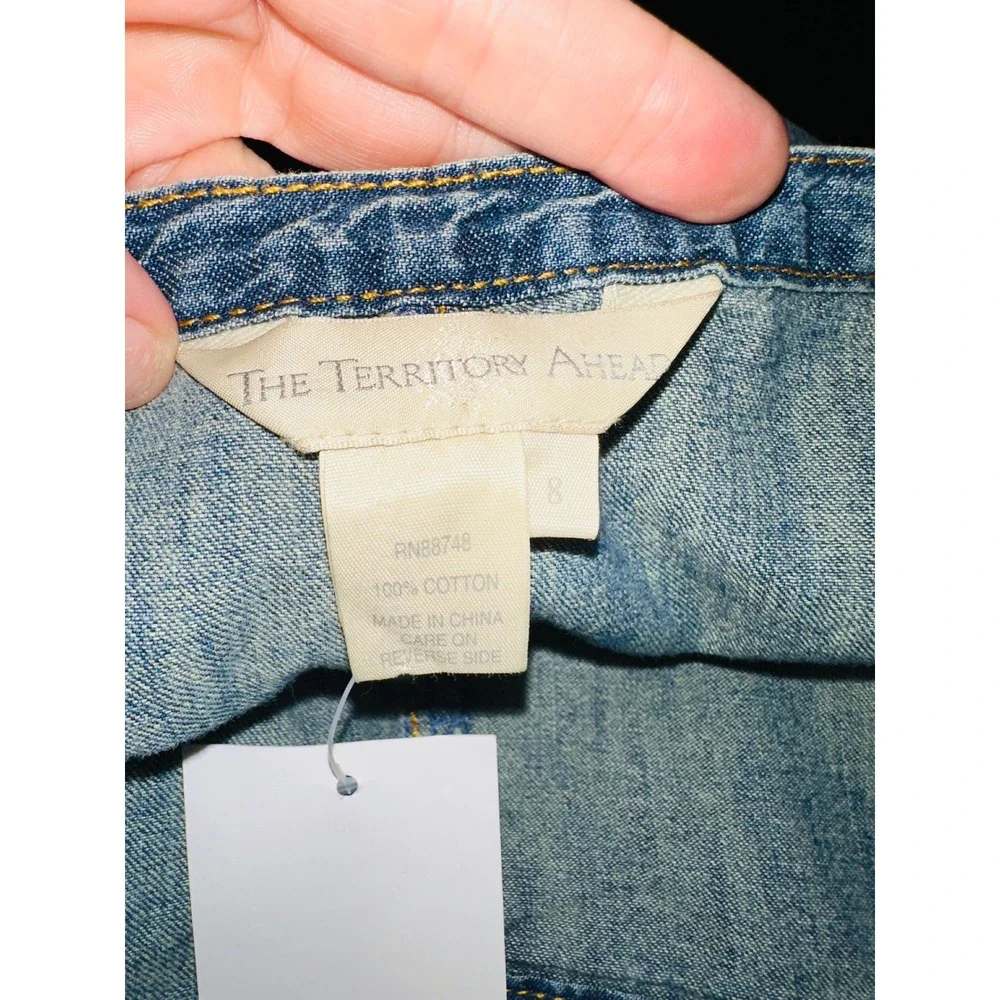 WB5 Vtg The Territory Ahead Denim Skirt A Line Maxi Acid Wash Flare Jean Skirt 8